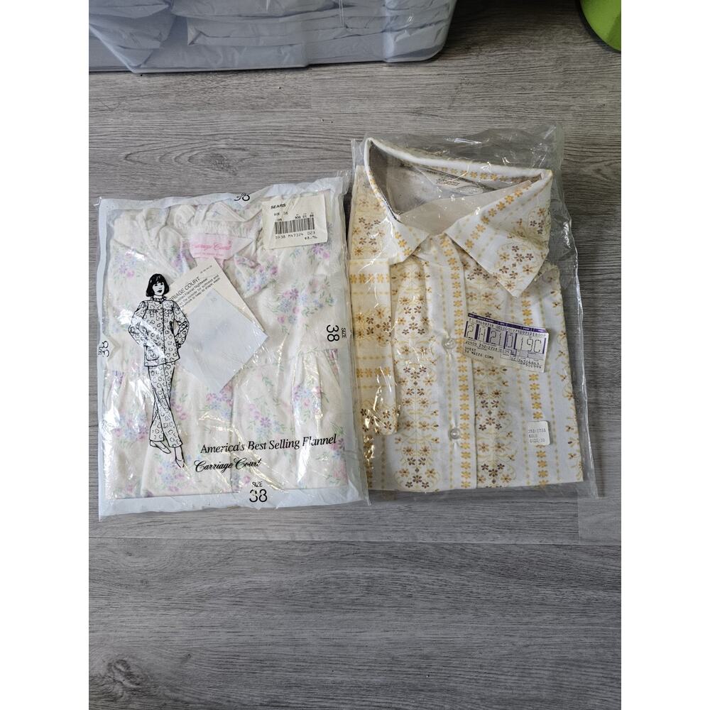 Carriage Court Pajama Set And JC Penny Fashion Floral Shirt Lot Size 38 Women